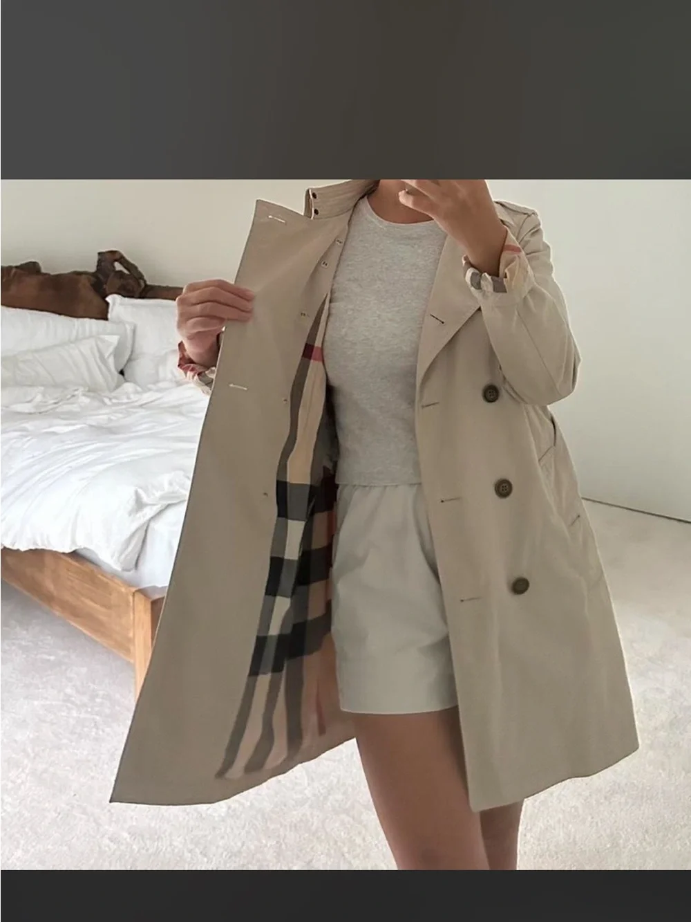 Burberry Brit Light Beige Trench Jacket with Signature Check - Picture 5 of 5